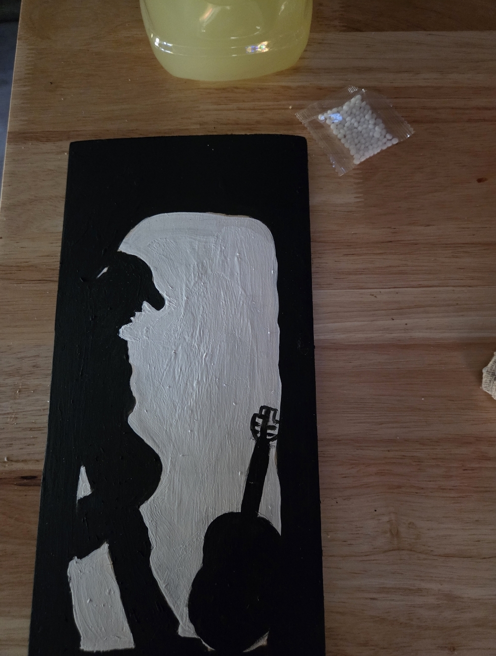 Hand-Painted Black & White Silhouette Wall Art 7x11